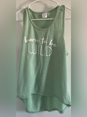 Love At First Sight Born to Be Wild Sleeveless Tank Top Green Size Large